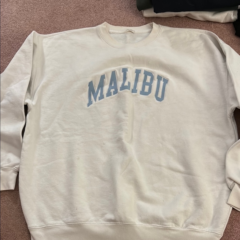 Brandy Melville Cream Malibu Crewneck Sweater